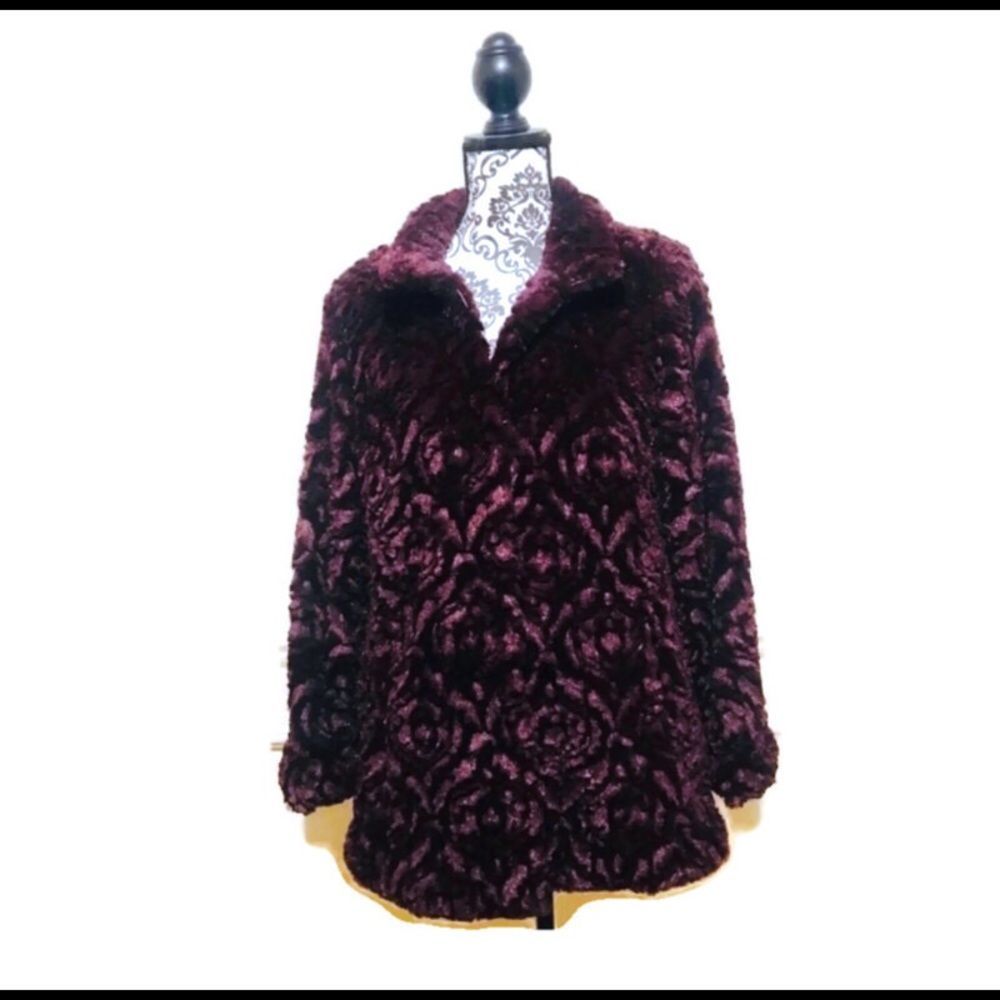 DENNIS BASSO | Brocade faux fur coat XXS NWT